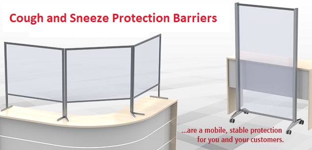 Tabletop and mobile floor cough and sneeze protection barriers